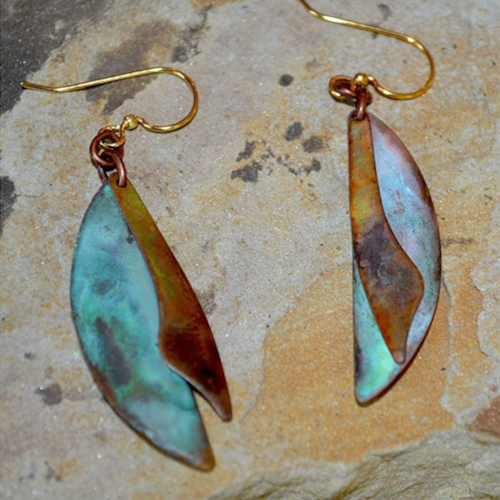 EC-182 Earrings Earth Patina, Half Moon Abstract $78 at Hunter Wolff Gallery